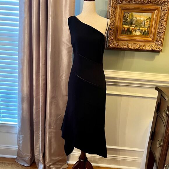 $875 NWOT Dion Lee Bonded Crepe Bustier Asymmetrical Hem Dress in‎ Black Size 6 - Picture 10 of 16